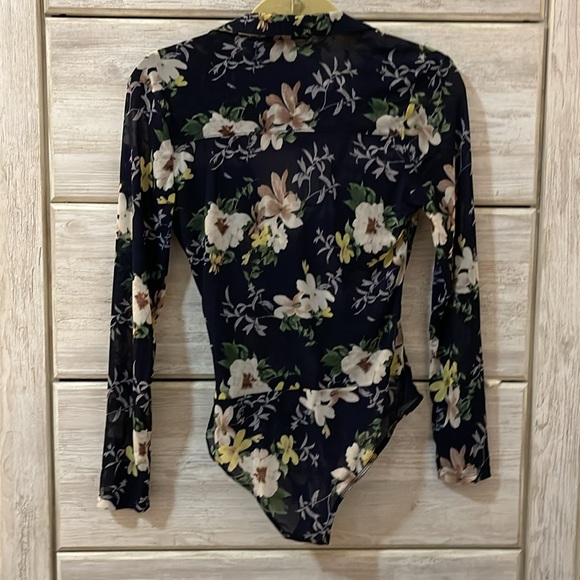 DNA COUTURE | Floral Navy Bodysuit Size Large - Picture 4 of 6